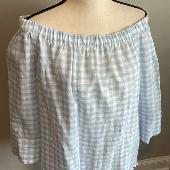 Sara Campbell Blue White Checkered Blouse - Picture 5 of 10